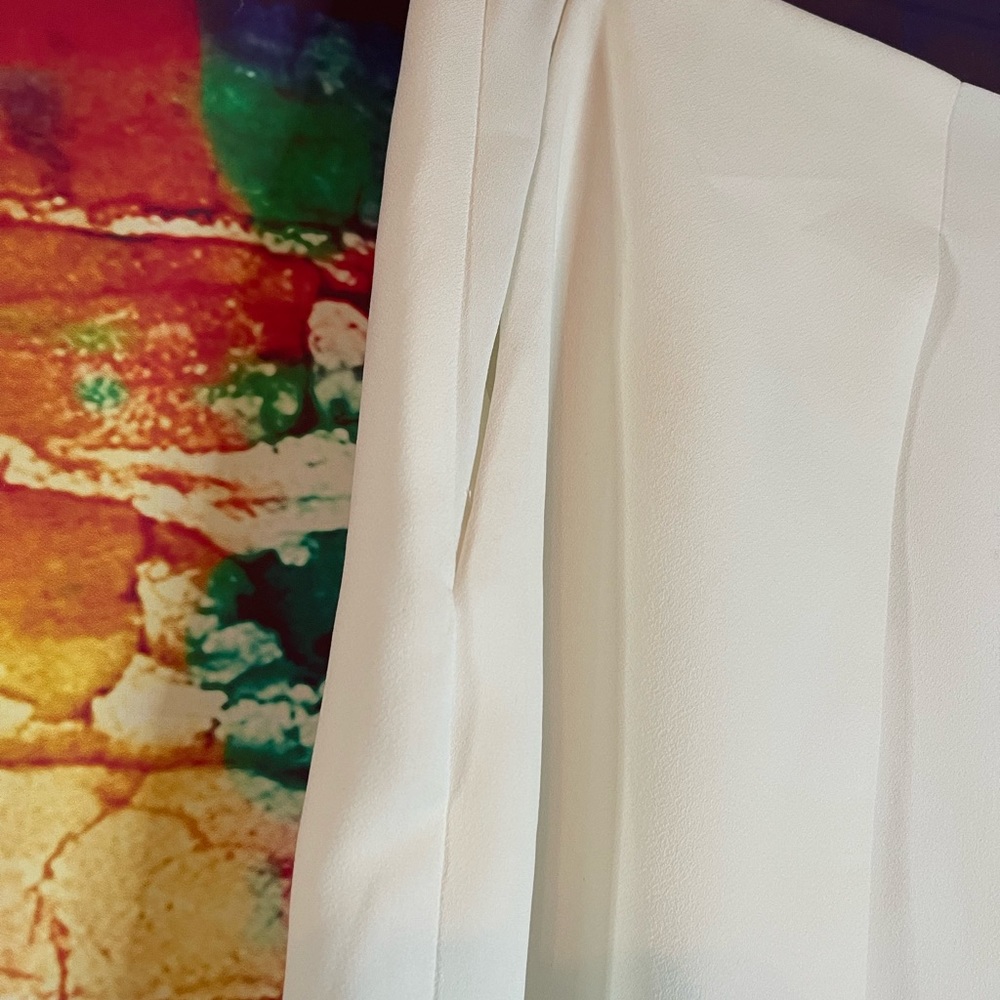 Vince Camuto White Wide Leg Pant- Pleated and back zip up! Size 10p - Picture 5 of 8